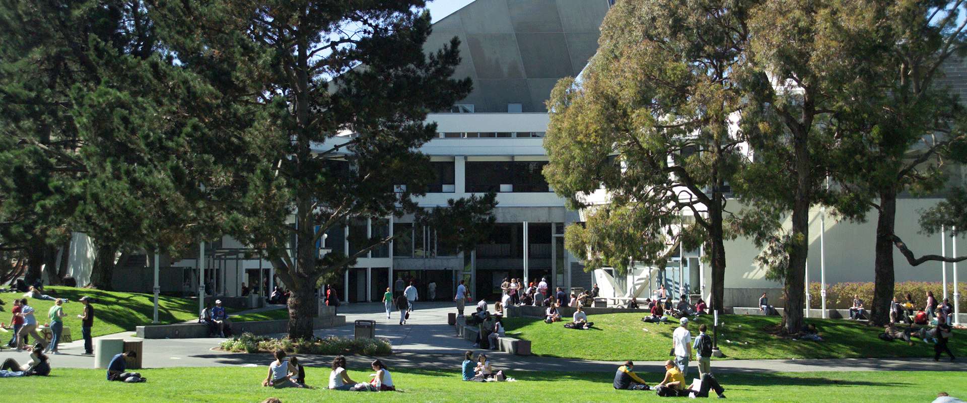 SF State campus lawn and student center